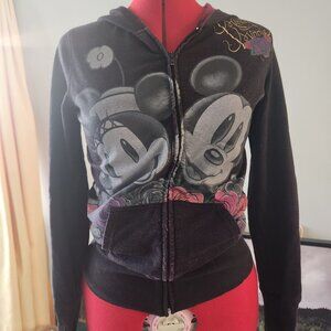 Disney Mickey & Minnie Zip-Up Hoodie — Women’s Size S — Great Condition